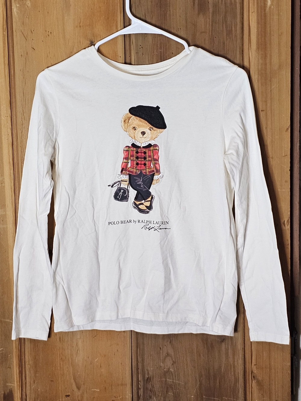 Polo by Ralph Lauren Cream Long-Sleeve Tee with Polo Bear Graphic - Kids 12-14